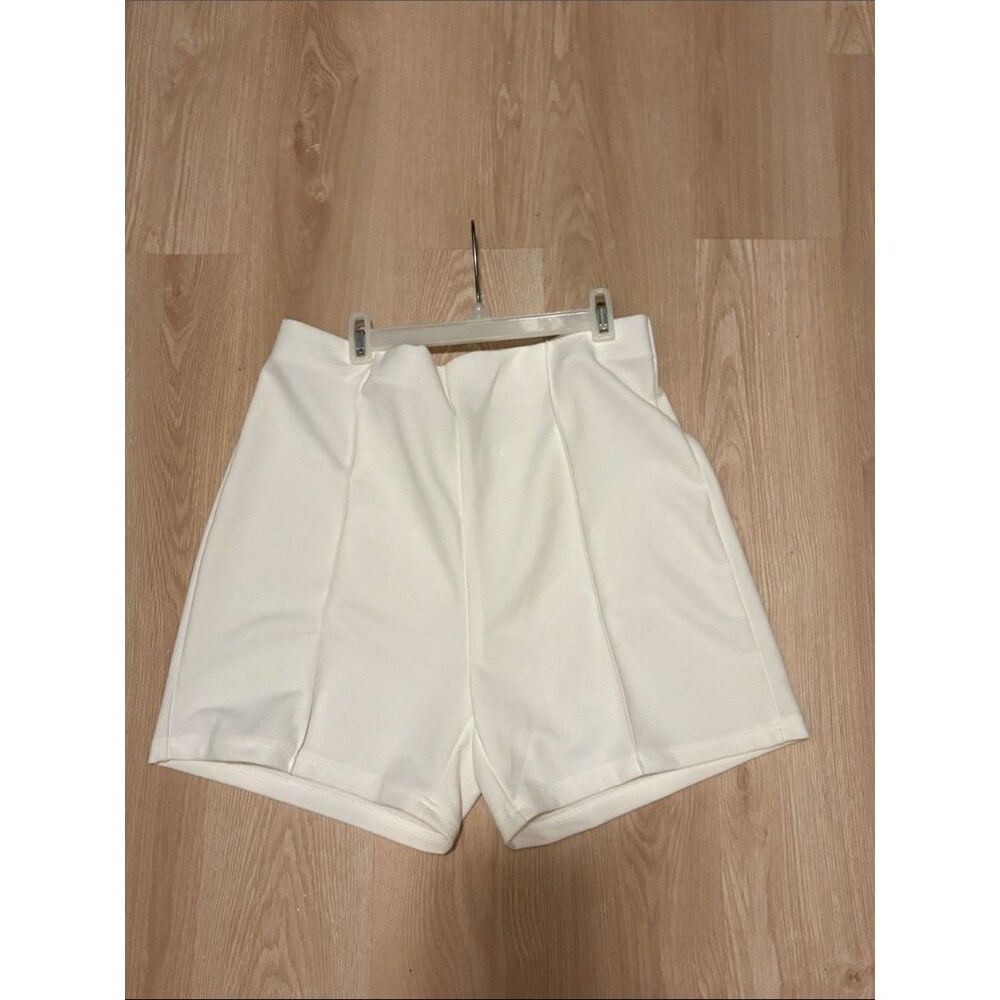 SHEIN Cream High-Waist Tailored Women's Shorts